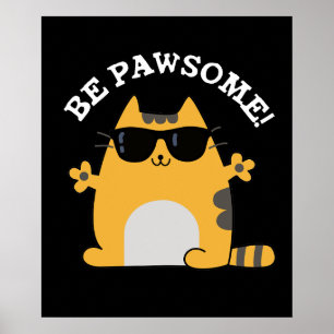 Be Tass-some Funny Fantastisk Cat Pun Mörk BG Poster