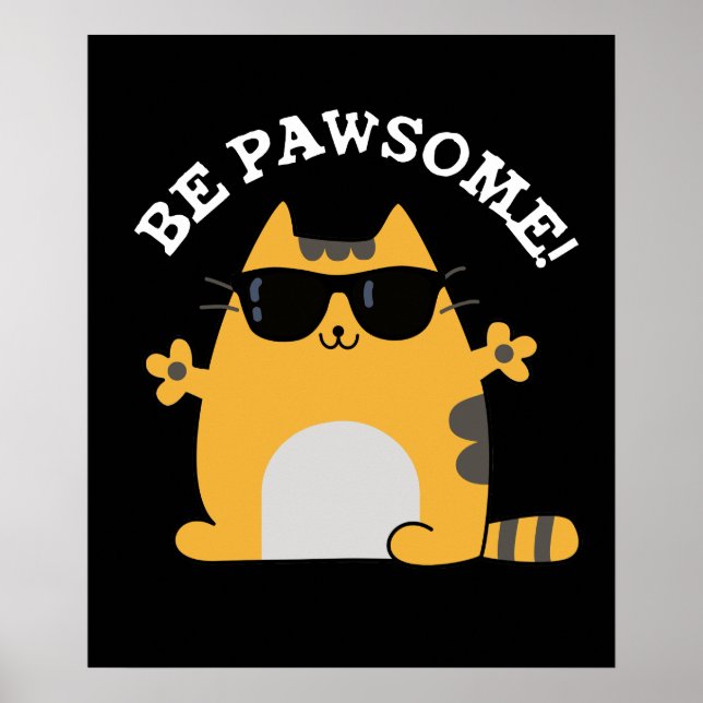 Be Tass-some Funny Fantastisk Cat Pun Mörk BG Poster (Framsidan)
