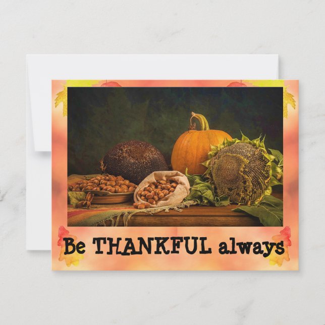 BE THANKFUL ALLTID Cute Fall-hälsningskort (Framsida)