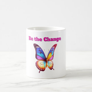 Be the Change - Inspirerende Vlinder Illustratie Kaffemugg