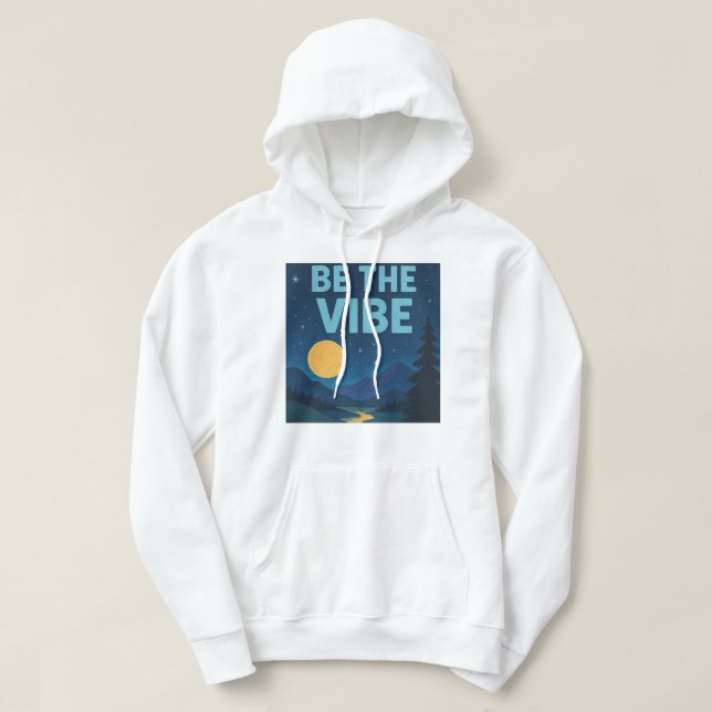 “Be The Vibe” Retro Crayon Nightscape Aesthetic Hoodie (Design framsida)