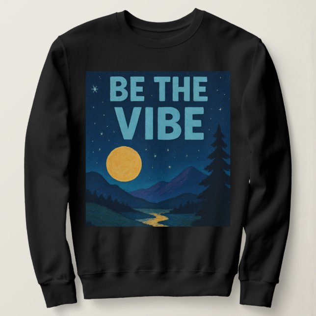 “Be The Vibe” Retro Crayon Nightscape Wear T Shirt (Design framsida)