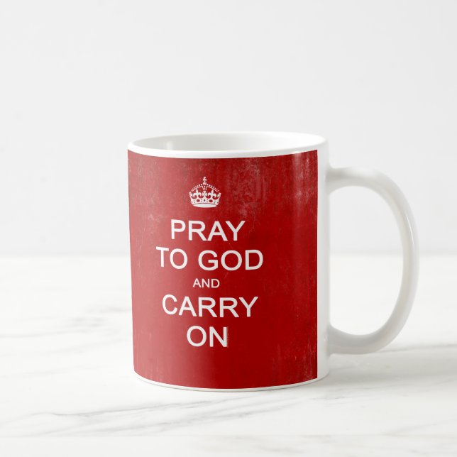 Be till guden och bär på, behållalugnparodi kaffemugg (Höger)