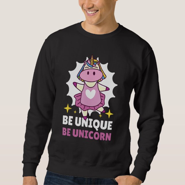 Be Unique Be Unicorn 3 Lång Ärmad Tröja (Framsida)
