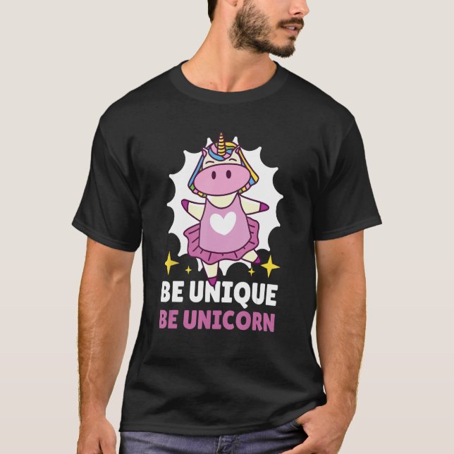 Be Unique Be Unicorn 3 T Shirt (Framsida)