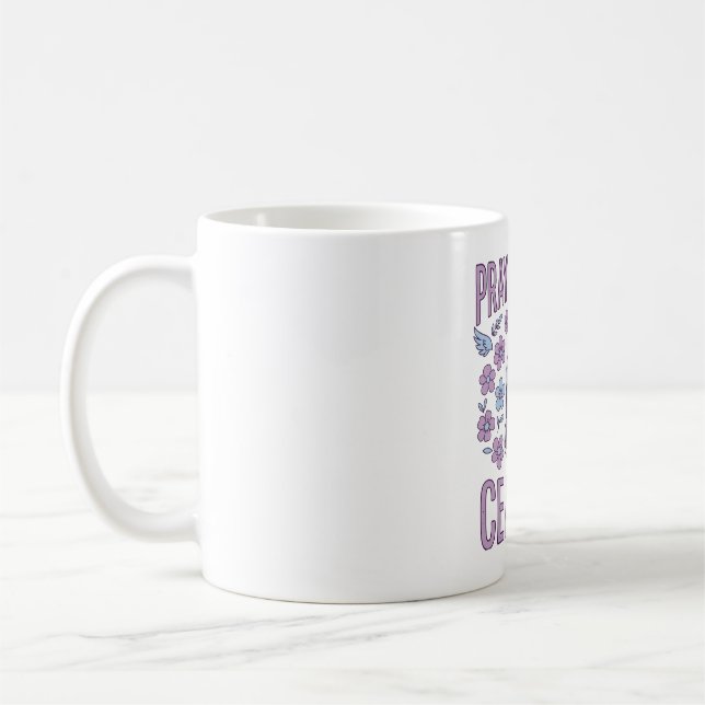Be utan Upphör Blommig Bönande Händer Tröja_1 Kaffemugg (Vänster)