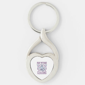 Be utan Upphör Blommig Bönande Händer Tröja_1 Twisted Heart Silverfärgad Nyckelring