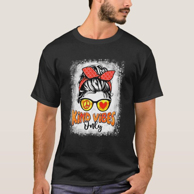 Be Vibes Only Messy Bun Women Orange Unity Day T Shirt (Framsida)