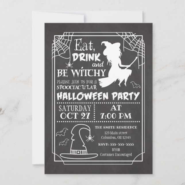 Be Witchy Halloween fest-inbjudan Inbjudningar (Framsida)