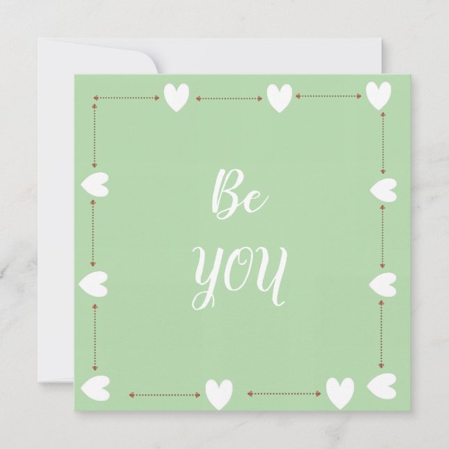 Be You Card – Green Self Love Inspirational Card (Framsida)