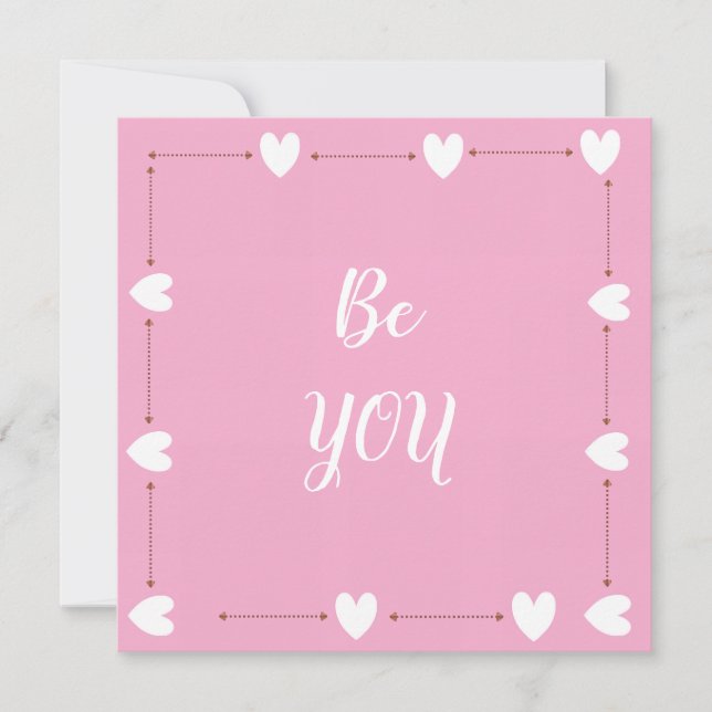 Be You Card – Minimal Pink Inspirational Card (Framsida)