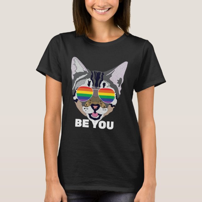 Be You Cat  Gay Pride T Shirt (Framsida)
