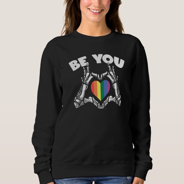 Be You LGBT Gay Hearts Rainbow Pride Gay Rights Pr T Shirt (Framsida)