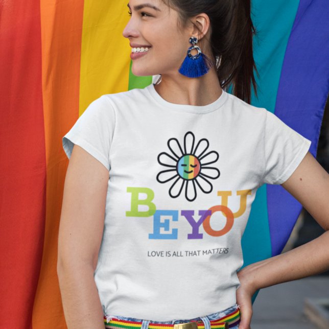 Be You LGBT Pride Sunshine Face Rainbow T Shirt (Skapare uppladdad)