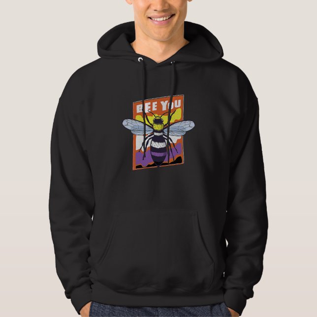 Be You Nonbinary Flag Enby Genderqueer Non Binary Hoodie (Framsida)