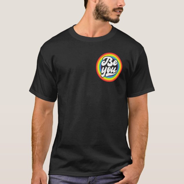 Be You Pocket Rainbow Support Gay Pride Ally LGBTQ T Shirt (Framsida)