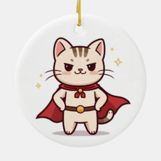 Be Your Own Hero Cute Cat Hero Julgransprydnad Keramik
