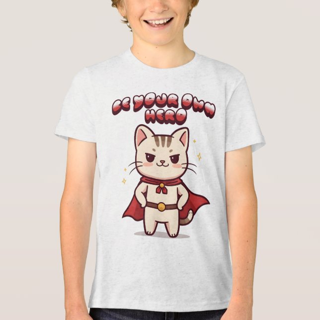 Be Your Own Hero Cute Cat Hero T Shirt (Framsida)