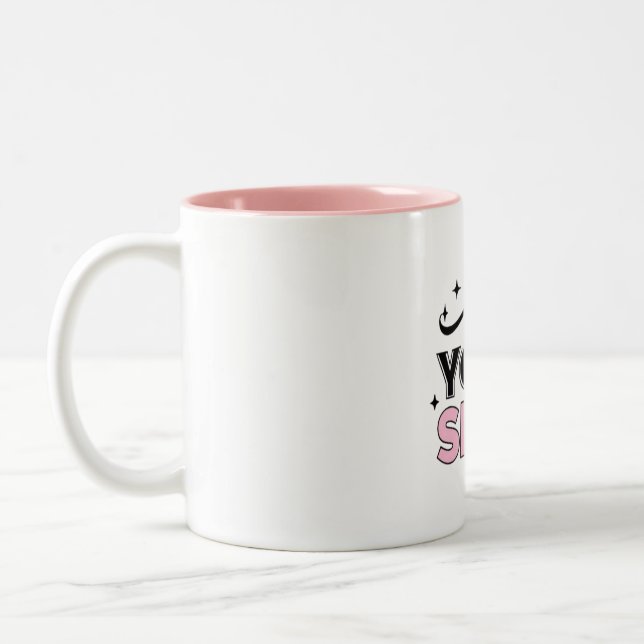 "Be Your Self" Inspirational Black and Pink Mug Två-Tonad Mugg (Vänster)