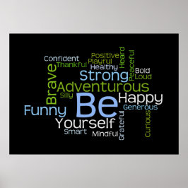 BE Yourself Inspirational Ord Cloud Poster