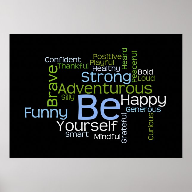 BE Yourself Inspirational Ord Cloud Poster (Framsidan)