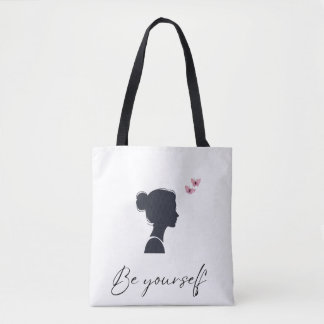 Be Yourself - Minimalist girl silhouette tote bag Tygkasse
