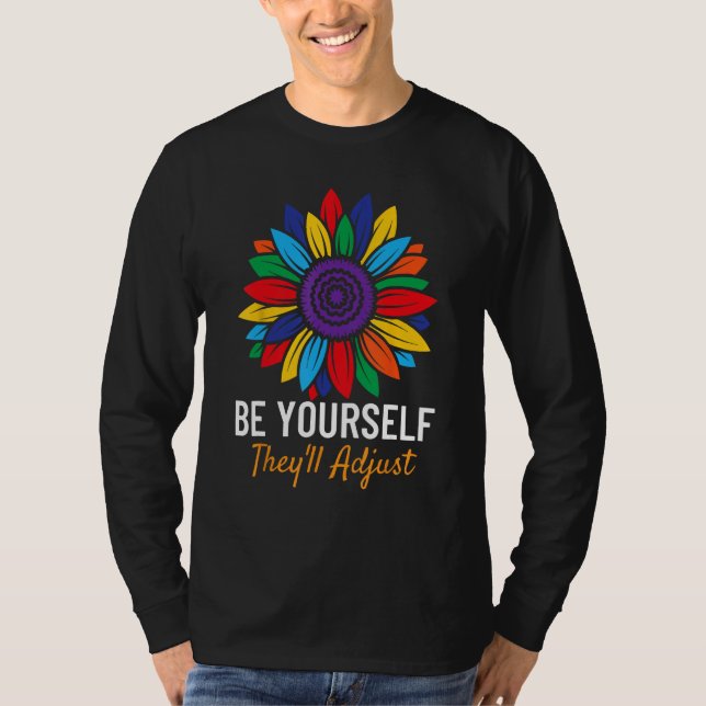 Be Yourself They'll Adjust LGBTQ Bisexual Flag Gay T Shirt (Framsida)