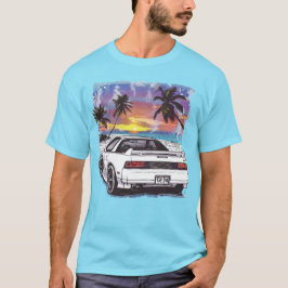 Beach 1980-talet White Sports Car Tonåring Killar  T Shirt