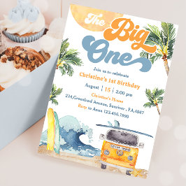 Beach 1:a födelsedag med stor Surfa Inbjudningar