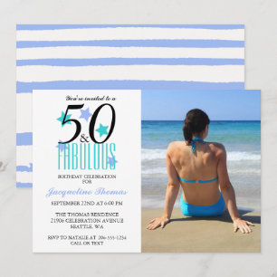Beach 50- och Fabulous Birthday Photo-inbjudan Inbjudningar