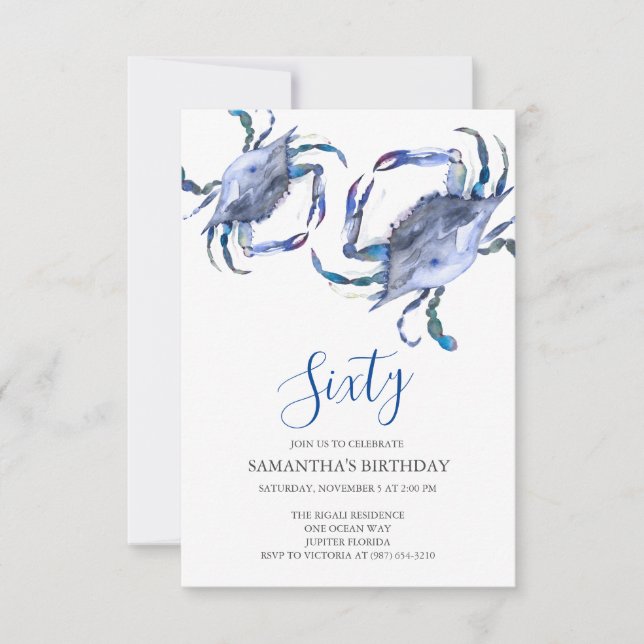 Beach 60:e födelsedagsinbjudan inbjudningar (Framsida)