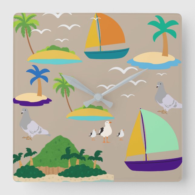 Beach-Abstrakt Fyrkantig Klocka (Framsida)