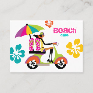 Beach Affärskort Scooter Girl Flinflip flops Visitkort