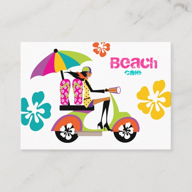 Beach Affärskort Scooter Girl Flinflip flops Visitkort (Framsida)
