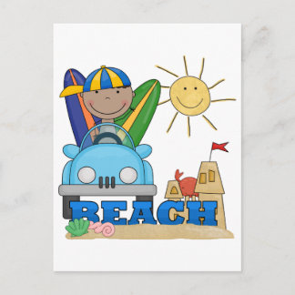 BEACH African American Boy Tshirts and Gifts Vykort