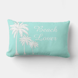 Beach Älskare Handflatan Träd Aqua Blue Lumbar Pil Lumbarkudde