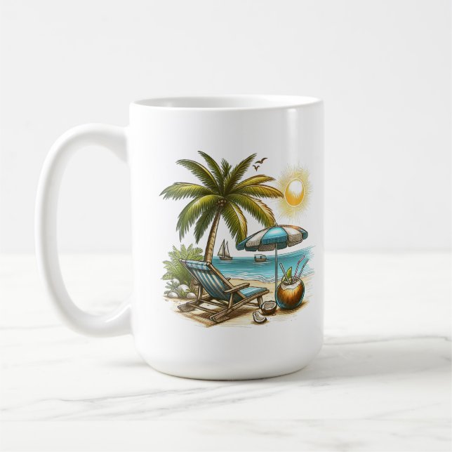 Beach älskare Large Classic Keramic Kaffemugg (Vänster)