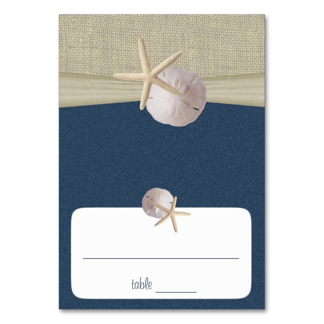 Beach Amore' Navy Blue Seating Card Bordsnummer (Framsidan)