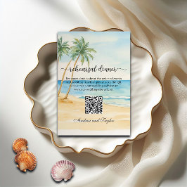 Beach and Palm Trees QR Code Rehearsal Dinner Tilläggskort