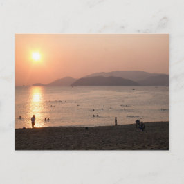 Beach and Sea at Sunrise, Nha Trang, Vietnam Vykort