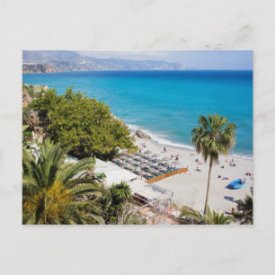 Beach and Sea in Nerja Vykort