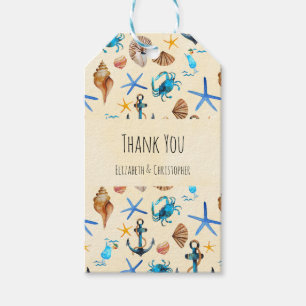 Beach and Sea Life Themsen Mönster Tack Presentetikett