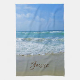 Beach and Sea Personlig Namn Kökshandduk