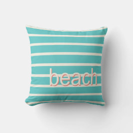 Beach and Stripes in Soft White on any Färg Kudde