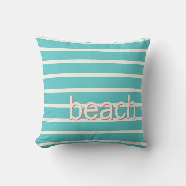 Beach and Stripes in Soft White on any Färg Kudde (Framsida)