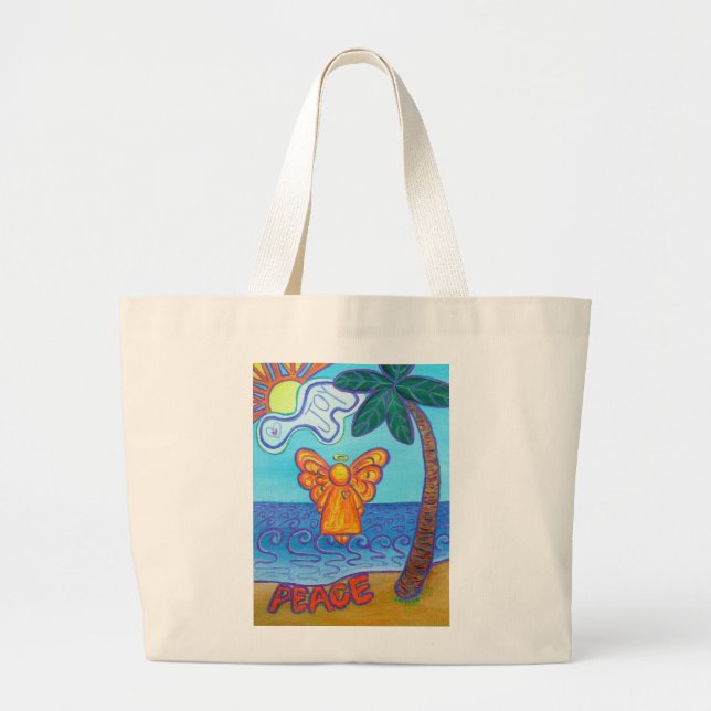 Beach Angel Peace and Joy Art Tote bags Jumbo Tygkasse (Framsidan)