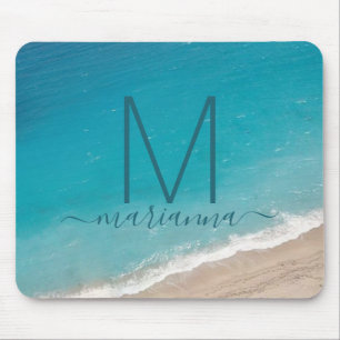 Beach Anpassningsbar Photo Personlig Namn Monogram Musmatta