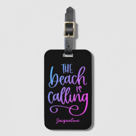 Beach anropar Anpassningsbar Blue Lila Whimsical T Bagagebricka