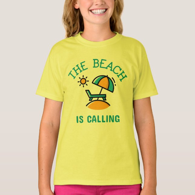 Beach anropar Förenklad Beach-scen T Shirt (Framsida)