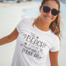 Beach anropar Roligt Quote Typography T-Shirt